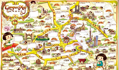 手绘大学校园地图图片展示