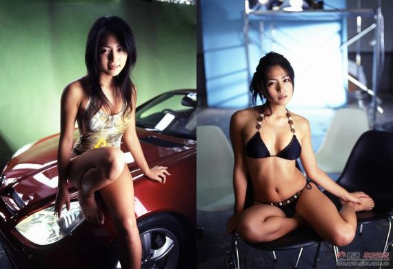 <em>日本性感美女</em>横卧香车