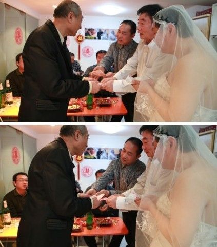 北京老年同性恋披婚纱完婚(图)