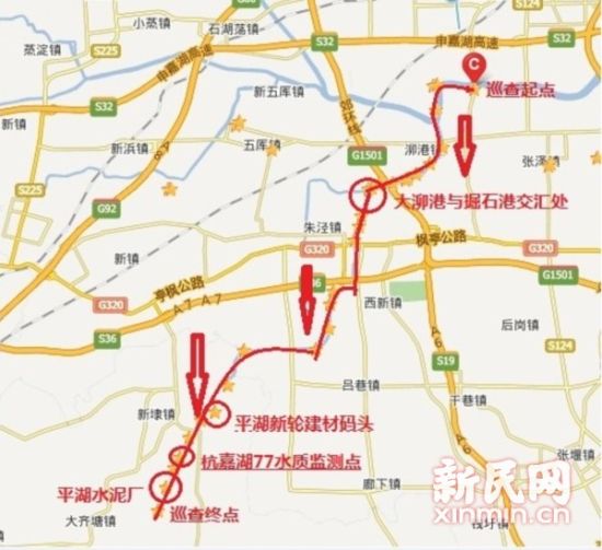 松江环保部门溯源而上的线路图。图来源:松江环保局 松江环保部门溯源而上的线路图。图来源:松江环保局